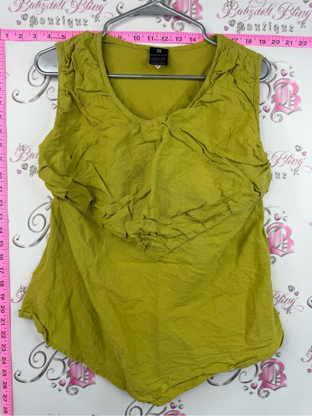 Kaliyana linen tank top Elevated Sleeveless Twist-Front Tank Top - Olive Green